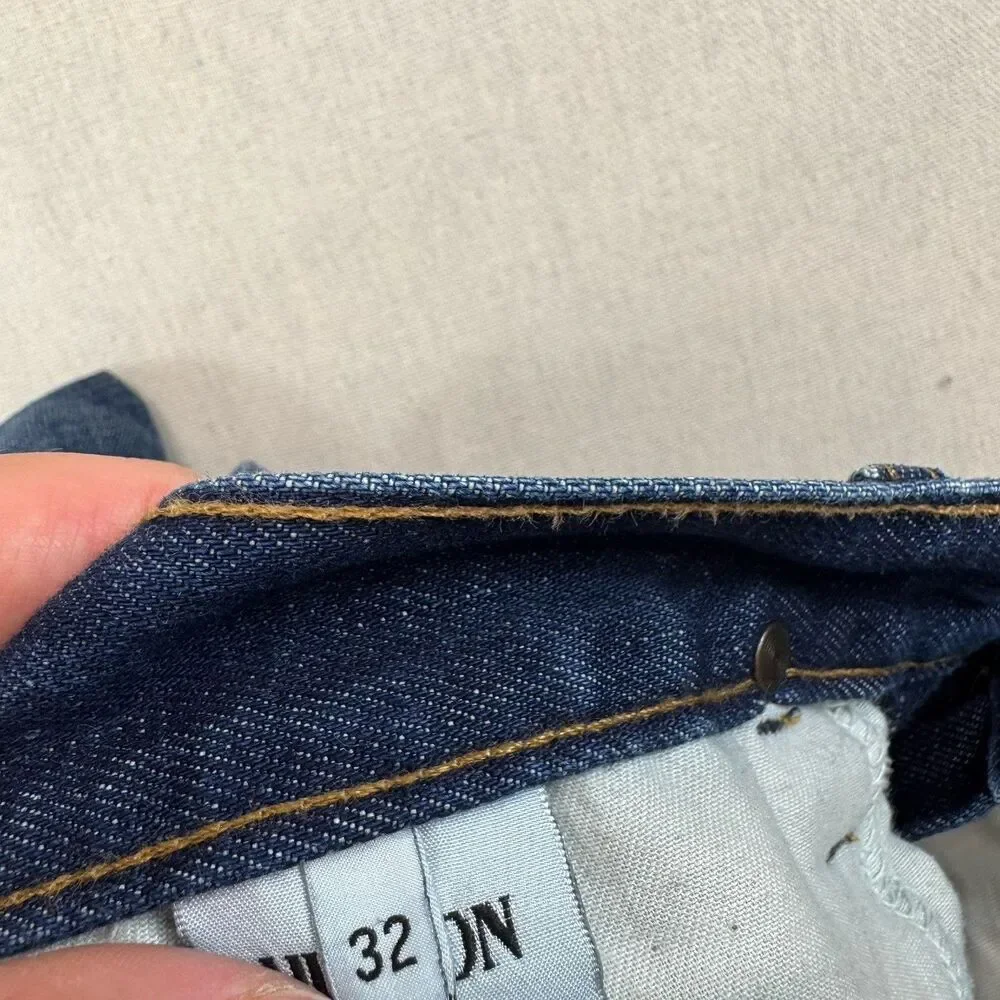Hudson Jeans Mens 32 Distressed Straight Leg Button Fly Made USA Medium Wash